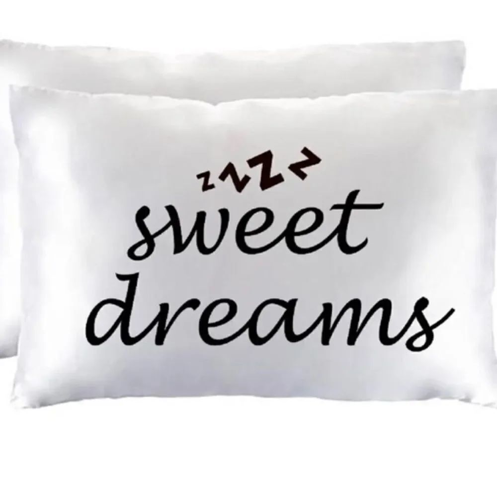 NWT 2  Pc Satin Graphic Sweet dreams Pillow shams cover Pillowcases